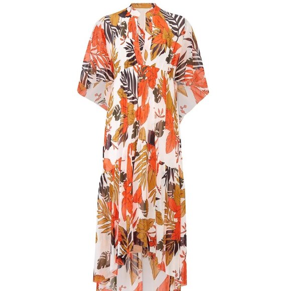 FUZZI Leaf Print Tulle Dress Size Medium - Picture 1 of 8